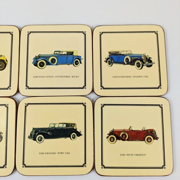 Pimpernel Vintage Drink Coasters Acrylic Classic Cars Made in England Six Cork - Picture 2 of 12